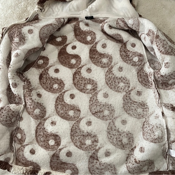 PacSun Royal Printed Sherpa Hoodie Yin Yang Print Small - Picture 9 of 11